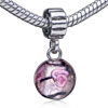 Purple Flower Dangle European Beads