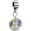 Foil Pink Rose Dangle European Beads