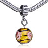 Champagne Yellow  Murano  Glass Flower Dangle European  Beads 