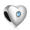 Blue Heart Silver Plated Crystal European Beads