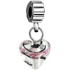 Foil Pink Rose Love Heart Dangle European Beads All Brands Charms Bracelets