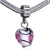 Pink Heart Flower Murano Glass European Beads