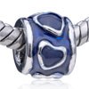 Dark Blue Enameled Heart European Beads
