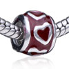 Garnet Enameled  Heart  European Beads