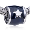 Round Dark Blue Star European Beads
