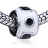 White Enameled Round And Square European Beads