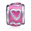 Pink Enameled Heart European Beads