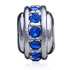 Round Blue Silver Plated Crystal European Beads