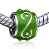 Green Enameled Elegant Curve European Beads