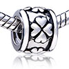 Cylindrical Shaped Chrysanthemum Silver Plated European Beads
