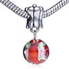 Round Red Murano Glass Rose Dangle European Beads