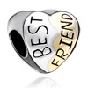 Multicolored Best Friends Heart Silver Plated European Beads