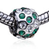 May Emerald Color Birthstone With Silver Plated Crystal European Beads