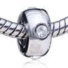 Cylindrical Shaped Embed Silver Plated Crystal European Beads