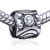 Spiral Rhinestone Silver Plated European Beads