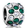 Green And Clear Round Rhinestone Silver Plated Crystal European Beads