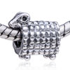 Cylindrical Shaped Animal Cart Silver Plated European Beads