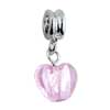 Heart February Amethyst Color Birthstone Dangle European Beads