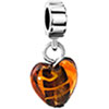 Amber  Heart  Dangle European Beads