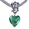 Green Heart Dangle European Beads