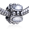 Flower With Rhinestone Silver Plated Crystal European Beads DPC1174
