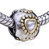 Round Shaped Classic Heart Rhinestone Two Tone Plated Crystal European Beads