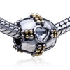 Baguette Shaped Heart Cross Two Tone Plated Crystal European Beads