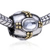 Baguette Shaped Golden Cross Two Tone Plated Crystal European Beads