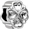 Four Petal Flower Fit All Brands Silver Plated Beads Charms Bracelets
