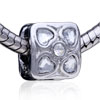Square Shaped Bright Searchlight Silver Plated Crystal European Beads