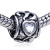 Cylindrical Shaped Hot Heart Silver Plated Crystal European Beads