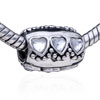 Baguette Shaped Three Hearts Silver Plated Crystal European Beads