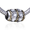 Baguette Shaped Symmetrical Heart Two Tone Plated Crystal European Beads