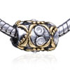 Cylindrical Shaped Golden Paisley Two Tone Plated Crystal European Beads