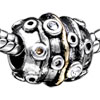 Cylindrical Shaped Abstract Circle Two Tone Plated Crystal European Beads