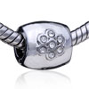 Cylindrical Shaped Flower Silver Plated Crystal European Beads