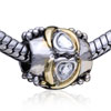 Drum Shaped Classic Heart Two Tone Plated Crystal European Beads