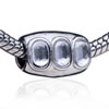 Baguette Shaped Three Crystals Silver Plated Crystal European Beads