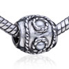 Drum Shaped Classic Pearl Silver Plated European Beads