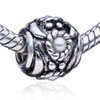 Drum Shaped Unique Pearl Silver Plated European Beads