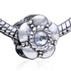 Delicate Flower With Birthstone Silver Plated Crystal European Beads