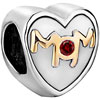  Mom  Red Crystal Heart Gift Fit All Brands Two Tone Plated Beads  ... 