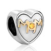  Mom  With Citrine Topaz Crystal Heart Love Two Tone Plated Beads  ... 