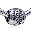 Round Shaped Delicate Paisley Silver Plated European Beads