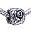 Drum Shaped Delicate Rose Silver Plated European Beads