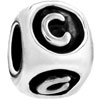 Dice Shaped Letter C Silver Plated European Beads
