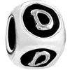 Dice Shaped Letter D Silver Plated European Beads