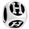 Dice Shaped Letter H Silver Plated European Beads