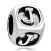 Dice Shaped Letter J Alphabet Fit All Brands Silver Plated Beads Charms Br...