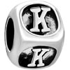 Dice Shaped Letter K Silver Plated European Beads